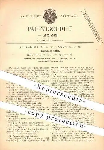 original Patent - Alexander Brix in Frankfurt am Main , 1884 , Globus , Globen , Weltkarte , Welt , Erde , Theodolit !!