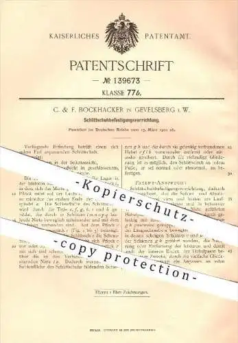 original Patent - C. & F. Bockhacker in Gevelsberg , 1902 , Befestigung der Schlittschuhe , Schlittschuh , Schuhe !!