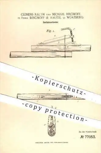 original Patent - Clemens Rauth & Michael Bischoff , Würzburg , 1894, Gerüstverbinder , Gerüst , Baugerüst , Gerüstbauer