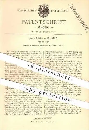 original Patent - Paul Sylbe in Dresden , 1888 , Kleinmotor , Motor , Motoren , Dampfmaschine , Dampfmaschinen !!!