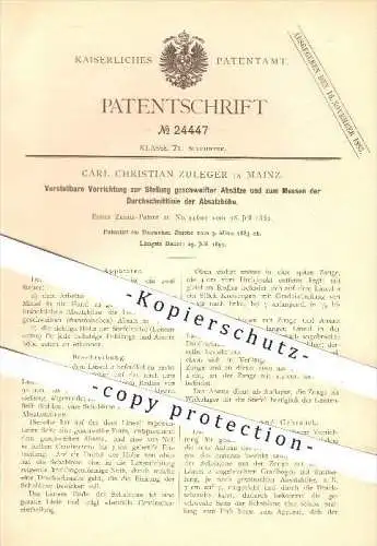 original Patent - Carl Ch. Zuleger , Mainz , 1883 , Vorrichtung zum Formen und Messen für Absätze , Schuhe , Schuster !!