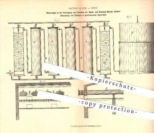 original Patent - Victor Alder in Wien , 1880 , Erzeugung von Zyaniden der Alkali - und Erdalkali - Metalle , Chemie !!!