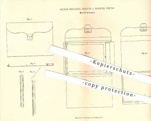 original Patent - Victor Immanuel Ensslin in Schwäbisch Gmünd , 1880 , Malermappe , Maler , Künstler , Kunst , Zeichnen