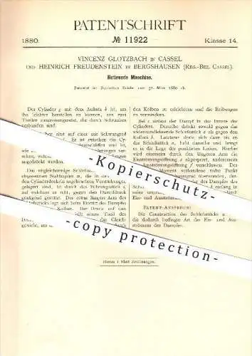 original Patent - V. Glotzbach in Kassel u. H. Freudenstein in Bergshausen , 1880 , Rotierende Maschine , Dampfmaschinen