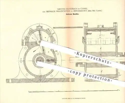 original Patent - V. Glotzbach in Kassel u. H. Freudenstein in Bergshausen , 1880 , Rotierende Maschine , Dampfmaschinen