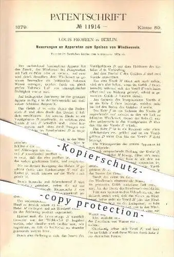 original Patent - Louis Frobeen , Berlin , 1879 , Apparat zum Speisen von Windkesseln , Pumpe , Pumpen , Pumpwerk , Wind