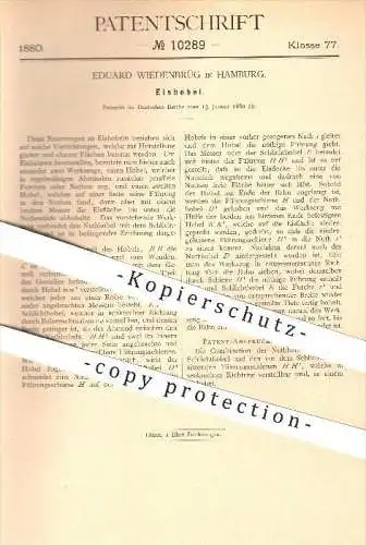 original Patent - Eduard Wiedenbrüg in Hamburg , 1880 , Eishobel , Eis , Hobel , Eisbahn , Eisfläche , Wintersport !!!