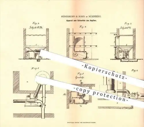 original Patent - Hühnerkopf & Sohn , Nürnberg , 1879 , Schwefeln von Hopfen , Bier , Brauerei , Brauen , Malz , Maische