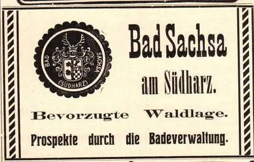 original Werbung - 1906 - Bad Sachsa am Südharz !!!