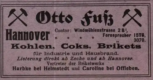 original Werbung - 1906 - Otto Fuß in Harbke b. Helmstedt , Caroline b. Offleben , Zeche , Hannover !!!