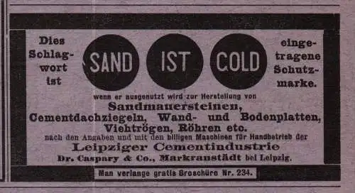 original Werbung - 1906 - Dr. Caspary & Co. in Markranstädt b. Leipzig , Sand ist Gold !!!