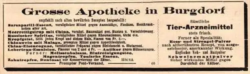 original Werbung - 1911 -  Apotheke in Burgdorf , Tier-Arznei , Tierarzt !!!