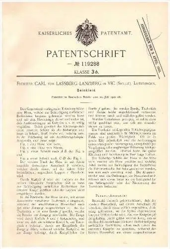 Original Patent - Freiherr Carl von Lassberg-Lanzberg dans Vic sur Seille , 1900 , jambières , rock , Lothringen  !!!