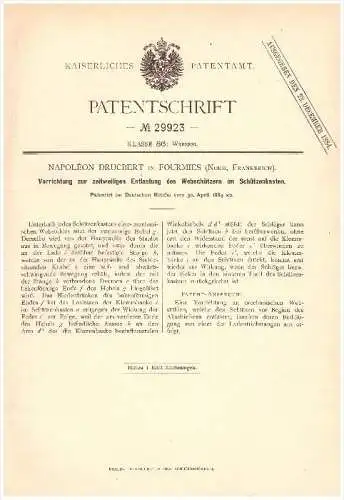 Original Patent - Napoléon Drucbert dans Fourmies , Nord , 1884 , Appareil pour métier à tisser , tissage !!!