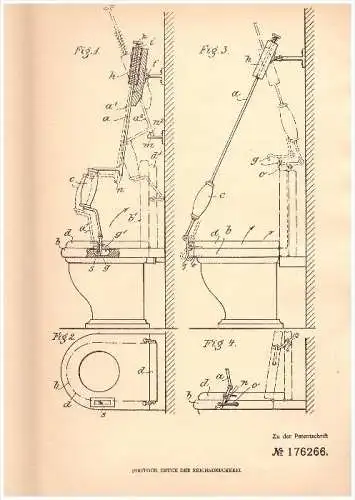 Original Patent - Gebrüder Zürner in Marktleuthen , 1906 , Apparat für Klosett - Deckel , Toilette , WC , Fichtelgebirge