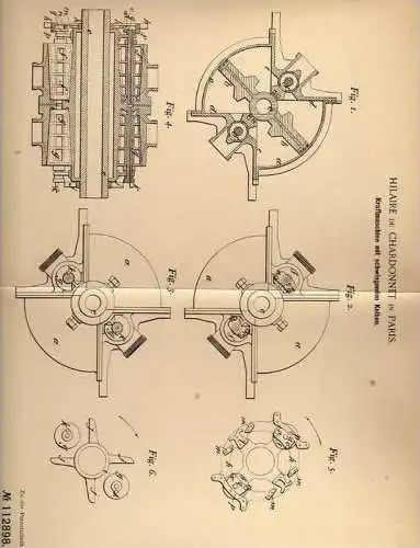 Original Patentschrift - H. de Chardonnet in Paris , 1899 , Motor mit schwingenden Kolben , Kraftmaschine !!!