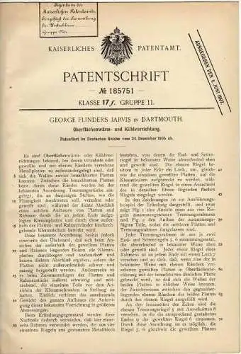 Original Patentschrift - G. Jarvis in Dartmouth , 1905 , Apparat zum Kühlen und Heizen !!!