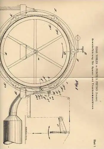 Original Patentschrift - E. Tobler in Ponte S. Pietro , Italien , 1899 , Spann- und Trockenmaschine für Gewebe !!!