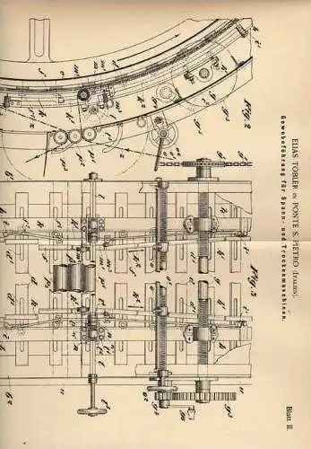 Original Patentschrift - E. Tobler in Ponte S. Pietro , Italien , 1899 , Spann- und Trockenmaschine für Gewebe !!!