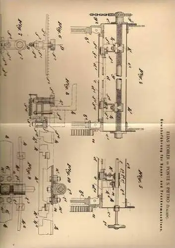 Original Patentschrift - E. Tobler in Ponte S. Pietro , Italien , 1899 , Spann- und Trockenmaschine für Gewebe !!!