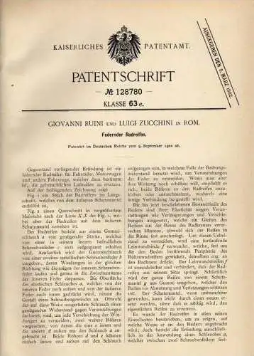 Original Patentschrift - G.Ruini in Rom , 1900 , Federnder Reifen , Radreifen , Rad !!!