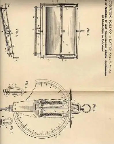 Original Patentschrift - Federwaage , Waage , 1900 , The Computing Co. in Dayton , Ohio , USA !!!