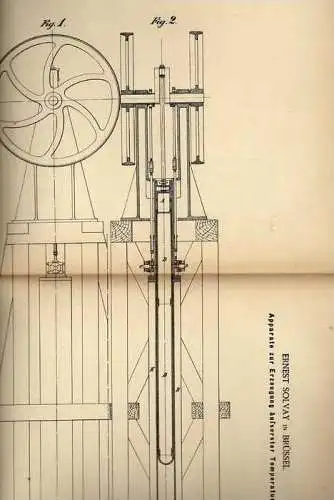 Original Patentschrift -  E. Solvay in Brüssel , 1886 , Apparat zum Heizen und Kühlen !!!