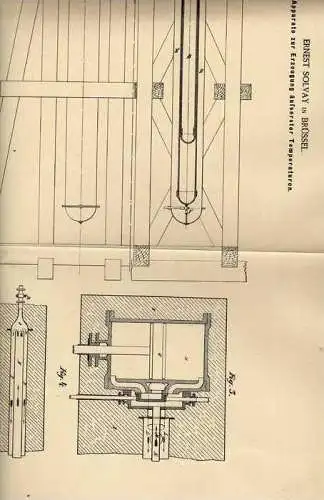 Original Patentschrift -  E. Solvay in Brüssel , 1886 , Apparat zum Heizen und Kühlen !!!