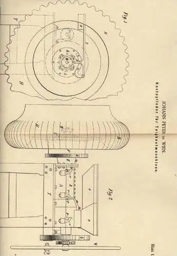 Original Patentschrift -  J. Peyer in Wien , 1886, Teigknetmaschine , Bäckerei , Bäcker !!!