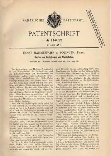 Original Patentschrift - E. Hammesfahr in Solingen , Foche , 1899 , Hufeisen , Pferd, Pferde , Kutsche !!!