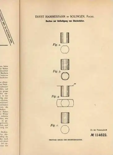 Original Patentschrift - E. Hammesfahr in Solingen , Foche , 1899 , Hufeisen , Pferd, Pferde , Kutsche !!!