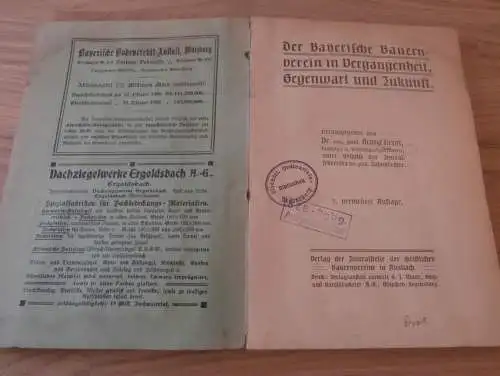 Der Bayerische Bauernverein in Vergangenheit, Gegenwart und Zukunft , 1906 , Bayern , Bauern , Landwirtschaft , Ansbach