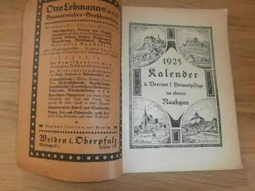 Kalender - Naabgau 1925, Heimatpflege , Weiden , Ahnen , Ahnenforschung , Heimatkalender !!!