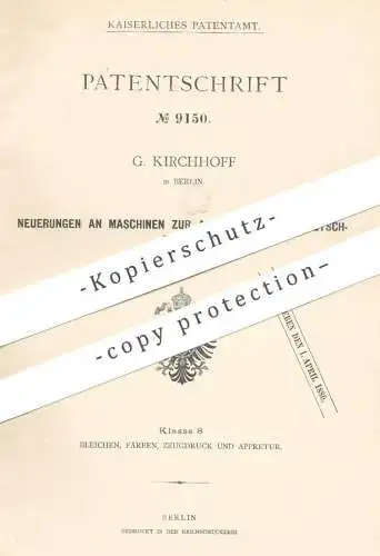 original Patent - G. Kirchhoff , Berlin , 1879 , Maschine zur Anfertigung von Quetschtafel | Walze , Walzen , Messer !!