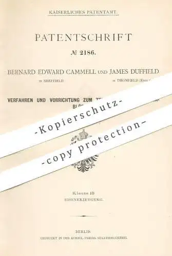 original Patent - Bernard Edward Cammell in Sheffield , James Duffield in Dronfield , England | Tempern von Flusseisen