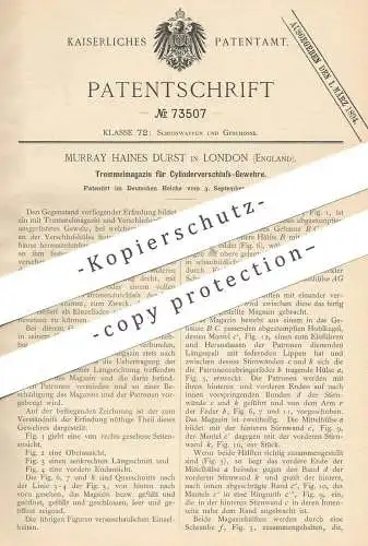 original Patent - Murray Haines Durst , London , England , 1892 , Trommelmagazin für Gewehr | Waffe , Revolver , Jagd !!