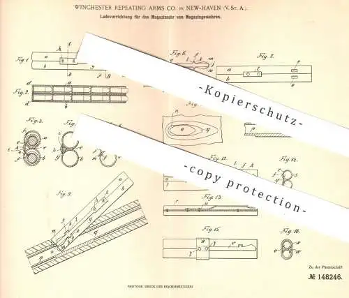 original Patent - Winchester Repeating Arms Co. , New Haven , USA | Magazinrohr von Magazingewehr laden | Gewehr