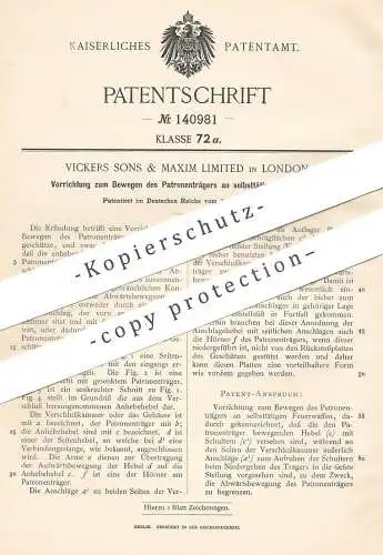 original Patent - Vickers Sons & Maxim Ltd. , London , England , Patronenträger an Waffe | Gewehr , Pistol , Revolver !!