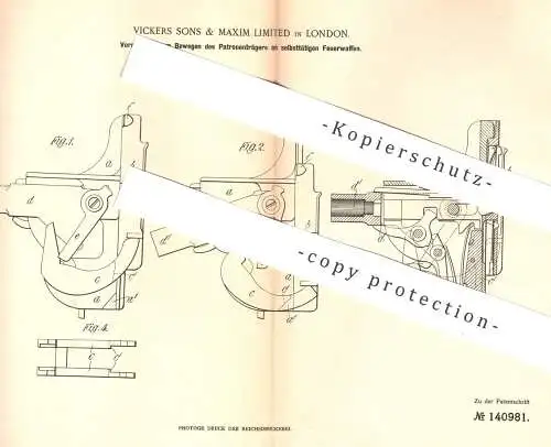 original Patent - Vickers Sons & Maxim Ltd. , London , England , Patronenträger an Waffe | Gewehr , Pistol , Revolver !!