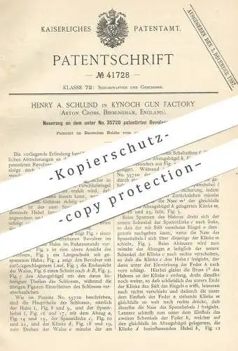 original Patent - Henry A. Schlund , Kynoch Gun Factory , Aston Cross , Birmingham | Revolverschloss | Pistol , Revolver