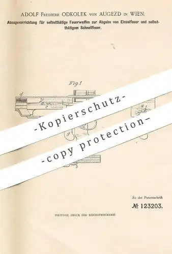 original Patent - Adolf Freiherr Odkolek von Augezd , Wien , 1899 , Abzug für Feuerwaffe | Gewehr , Pistole , Waffe !!