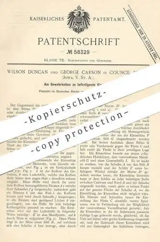 original Patent - Wilson Duncan , George Carson , Council Bluffs , Iowa , USA | Kinnstütze für Gewehr | Pistole | Waffe