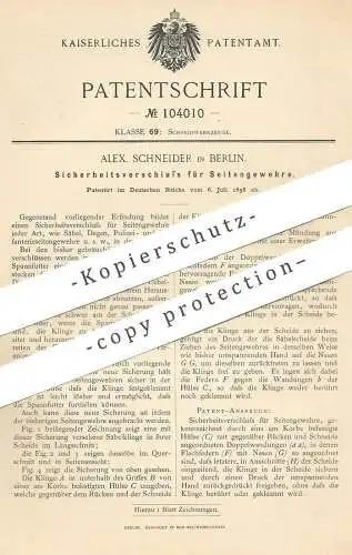 original Patent - Alex. Schneider , Berlin , 1898 | Verschluss für Gewehre | Gewehr | Pistole , Pistol | Waffe , Jagd !!