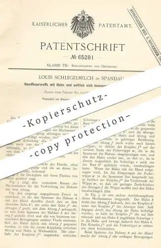 original Patent - Louis Schlegelmilch , Berlin / Spandau 1892 , Handfeuerwaffe | Gewehr | Pistole Pistol | Waffe , Jagd