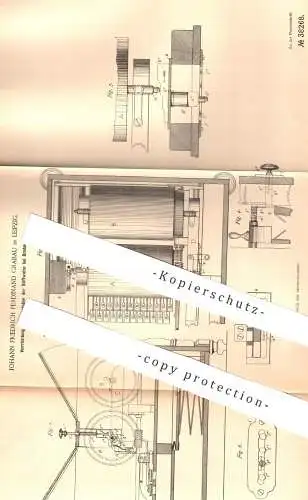 original Patent - Johann Friedrich Ferdinand Grabau , Leipzig , 1886 , Verstellen der Stiftwalze bei Drehorgeln | Orgel