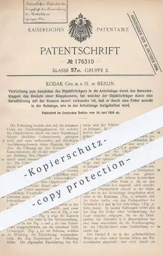 original Patent - Kodak GmbH , Berlin , 1905 , Ausziehen des Objektivträgers | Objektiv - Kamera , Fotograf , Foto !!