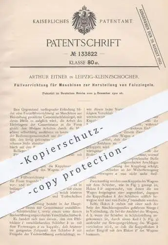 original Patent - Arthur Eitner , Leipzig / Kleinzschocher , 1900 , Füllvorrichtung zur Herst. von Falzziegeln | Ziegel