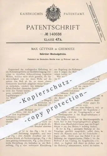 original Patent - Max Güttner , Chemnitz , 1902 , Reibräder - Wechselgetriebe | Reibräder - Getriebe , Motor , Motoren !