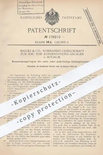 original Patent - Balcke & Co. KG - Bau v. Kondensationsanlagen , Bochum , 1905 , Wasserspiegelregler für Abdampfsammler