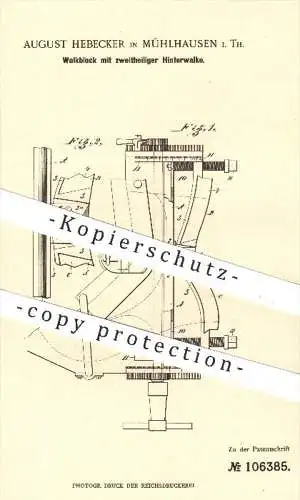 original Patent - A. Hebecker , Mühlhausen 1898 , Walkblock mit zweiteiliger Hinterwalke , Schuhwerk , Schuster , Schuhe